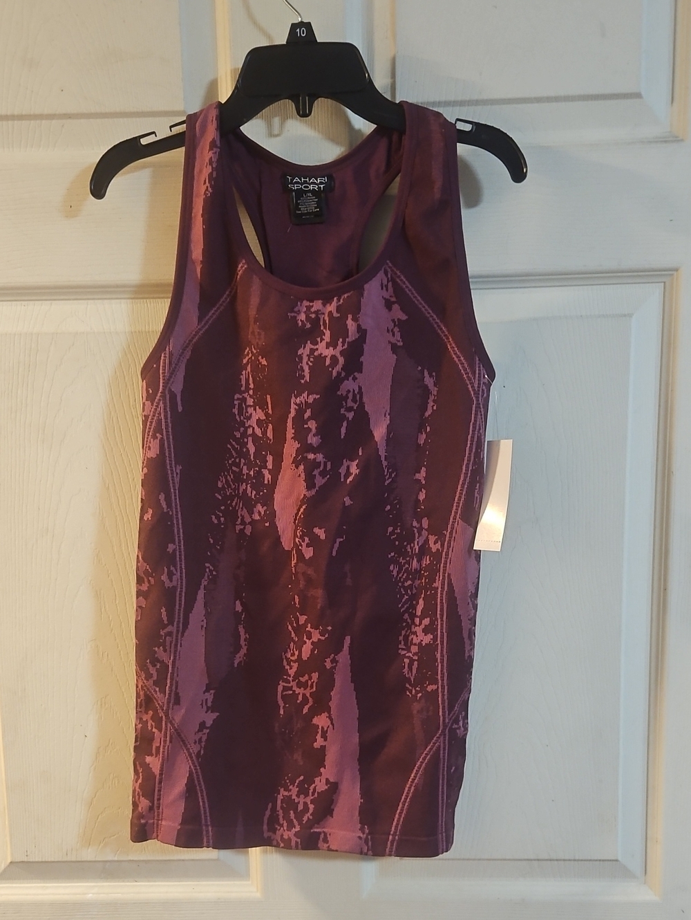 TAHARI SPORT RED/PURPLE ACTIVEWEAR TANK: SHELF BRA: NEW WITH TAGS: SIZE L/XL